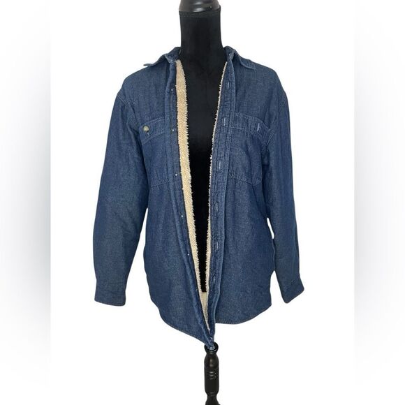 WRANGLER VINTAGE SHERPA LINED DENIM SHACKET/JACKET WITH BUTTONS MENS SIZE SMALL - Picture 5 of 10